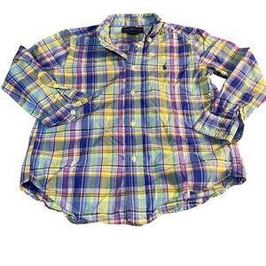 Ralph Lauren pastel plaid long sleeve button up boys dress shirt SIZE 5